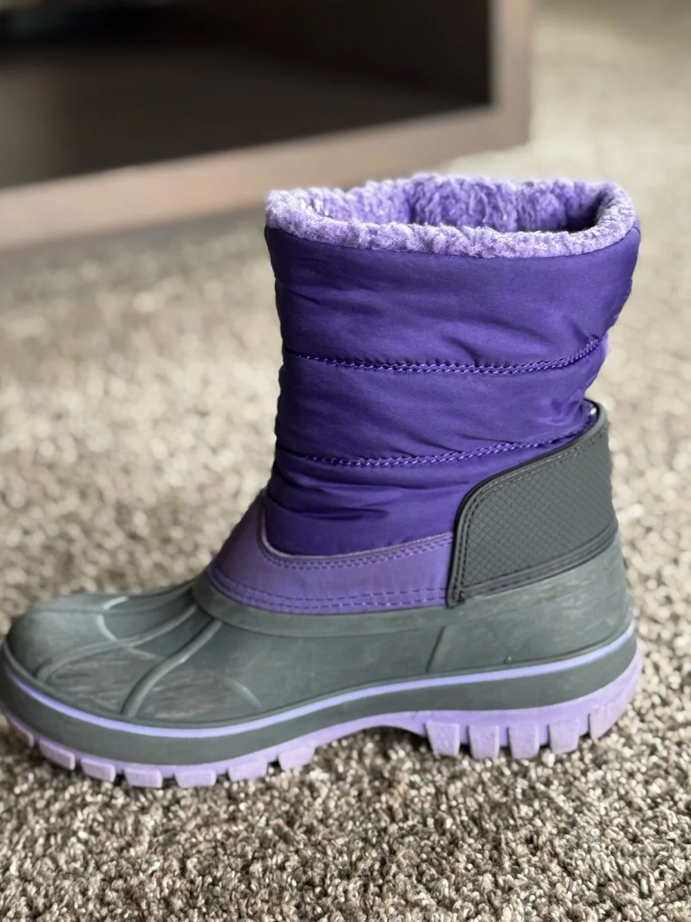 Lands' End Purple and Gray Kids Frost Insulated Waterproof Snow Boots